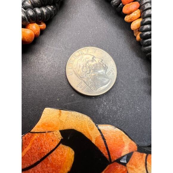 Vintage Lee Sands coral inlay elephant necklace - Picture 12 of 16